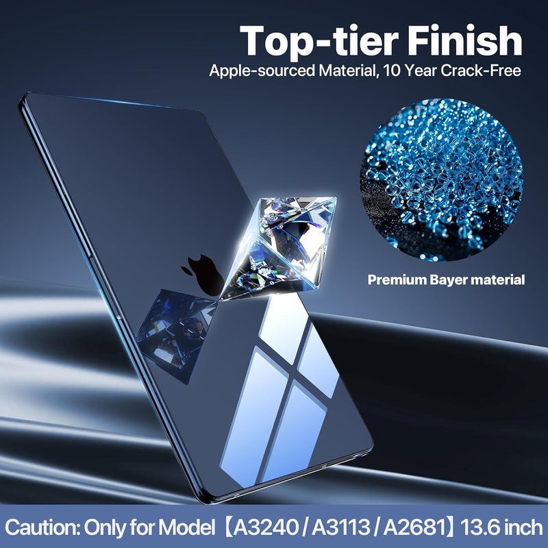 soonjet Compatible with MacBook Air 13 inch Case, Crystal Clear Shell, Fits 2022-2025 M4/M3/M2 Models A3240 A3113 A2681, Color-Matched Transparent Design for All MacBook Air 13.6 inch, Midnight - Image 5